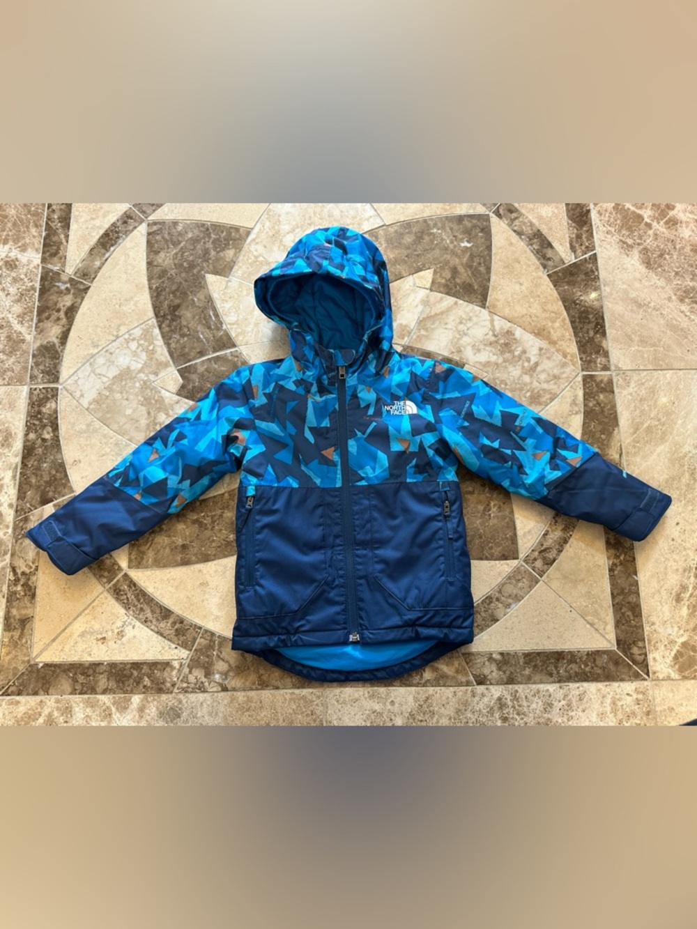 The North Face Boys' Blue Geo Print Freedom Insulated Winter Jacket